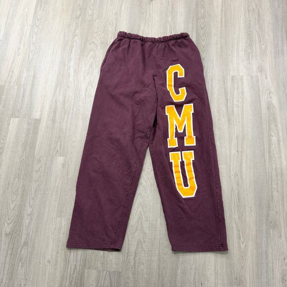 Vintage Central Michigan University Chippewas Sweatpants Men's Large Red Yellow - Picture 1 of 8